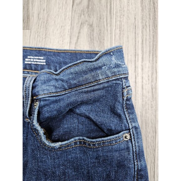 (3/$35) Old Navy Jeans Womens 6 Blue High Rise Button Fly Straight Slim Pockets - Picture 7 of 13